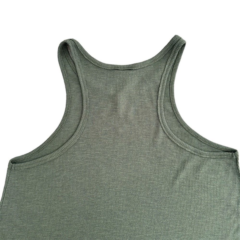 Free People racerback long beach tank top ribbed green flowy swing army Small - Picture 3 of 4